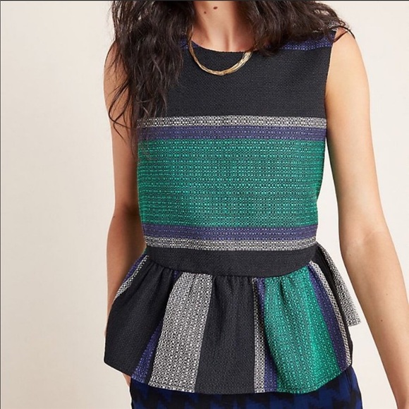 Anthropologie Tops - Anthropologie Corey Lynn Carter Peplum Striped Top